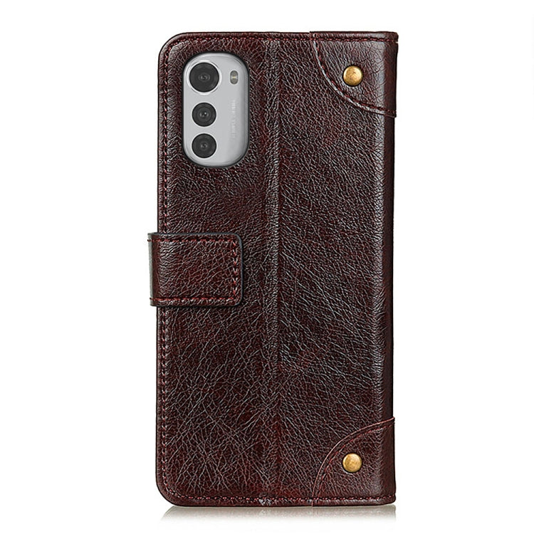 For Motorola Moto E32 4G Copper Buckle Nappa Texture Leather Phone Case