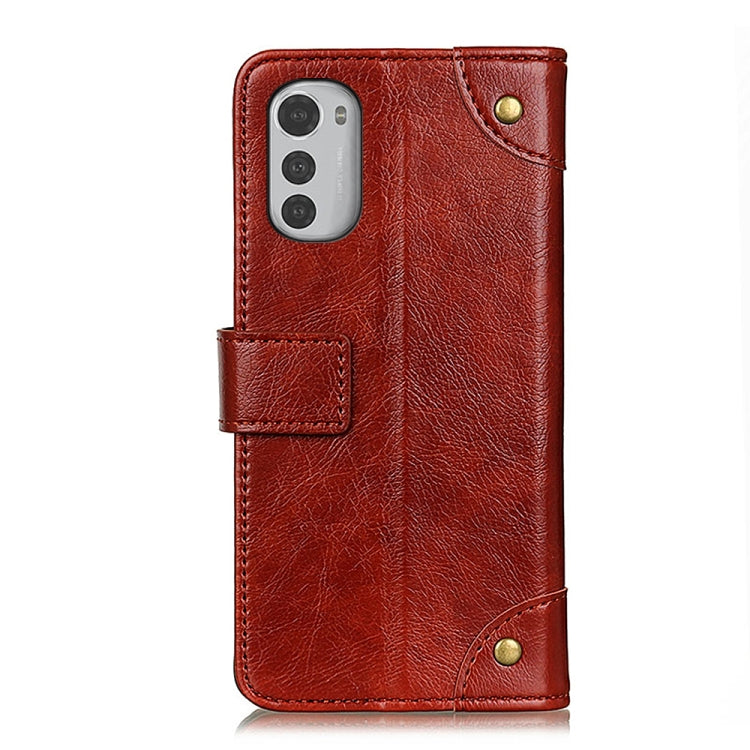 For Motorola Moto E32 4G Copper Buckle Nappa Texture Leather Phone Case