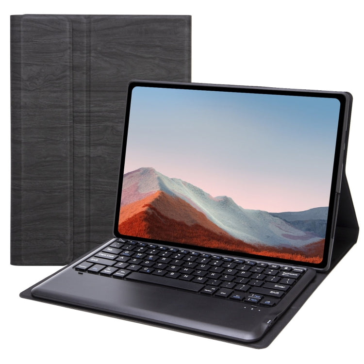 SF128 Tree Texture Bluetooth Keyboard Leather Tablet Case For Microsoft Surface Pro 8(Black)