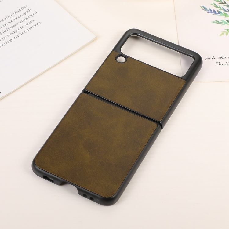 For Samsung Galaxy Z Flip3 5G Two-color Calf Texture PU Phone Case