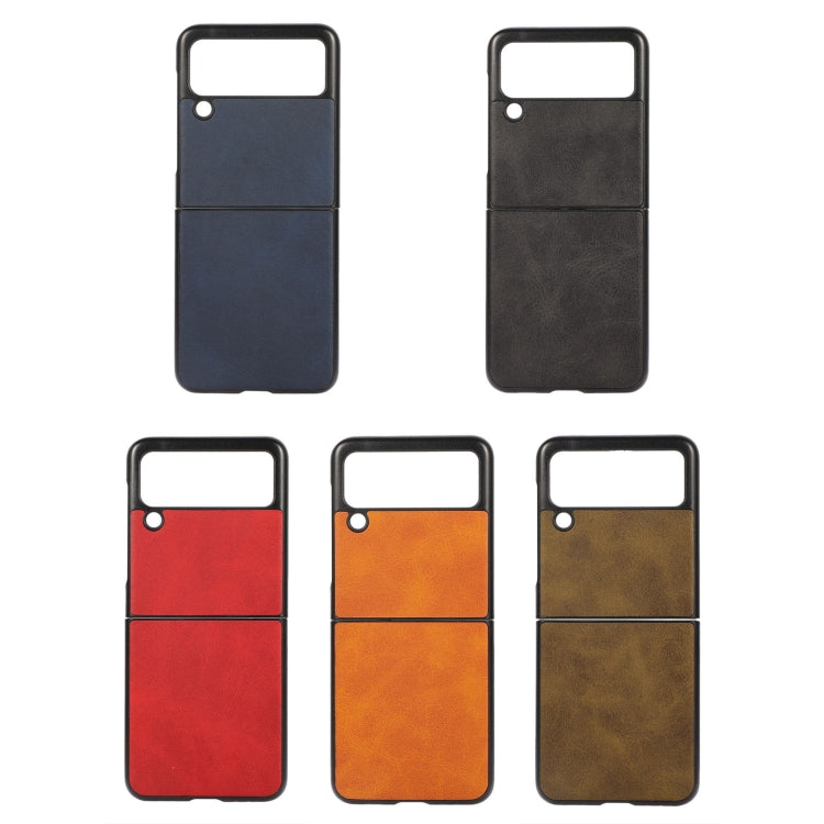 For Samsung Galaxy Z Flip3 5G Two-color Calf Texture PU Phone Case