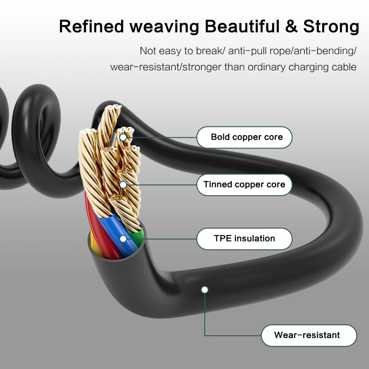 3A Micro USB Spring Charging Data Cable(Black)
