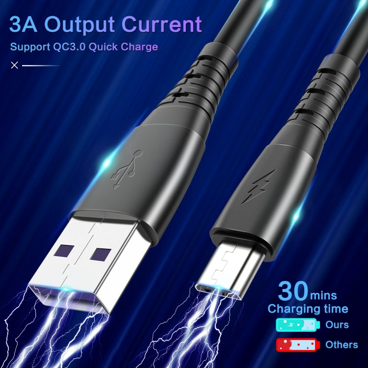 3A Micro USB Spring Charging Data Cable(Black)