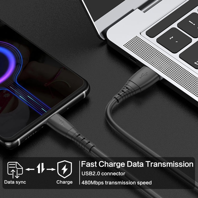 3A Micro USB Spring Charging Data Cable(Black)