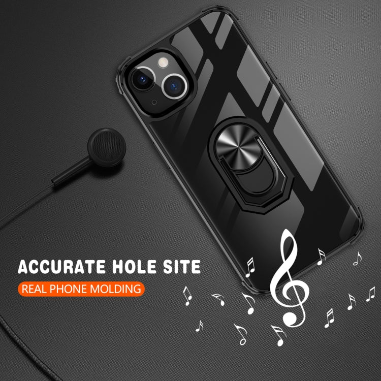 For iPhone 14 Transparent TPU + Acrylic Ring Holder Phone Case