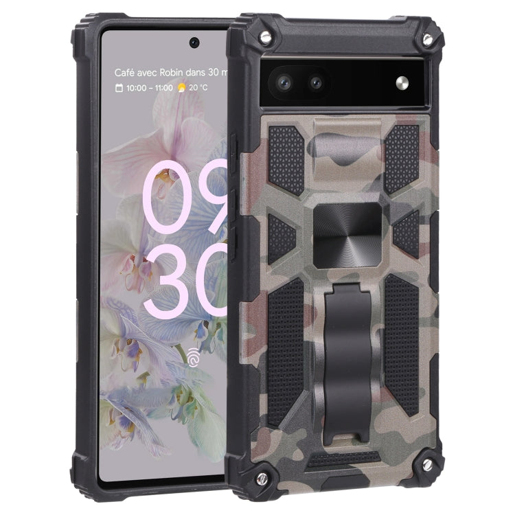 For Google Pixel 6a Camouflage Armor TPU + PC Magnetic Holder Phone Case