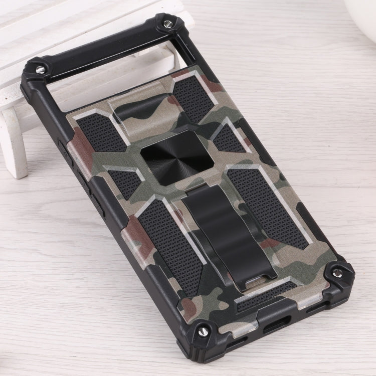 For Google Pixel 6a Camouflage Armor TPU + PC Magnetic Holder Phone Case