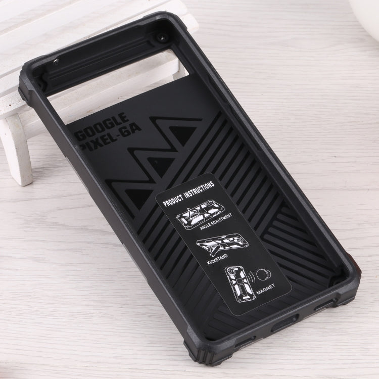 For Google Pixel 6a Camouflage Armor TPU + PC Magnetic Holder Phone Case