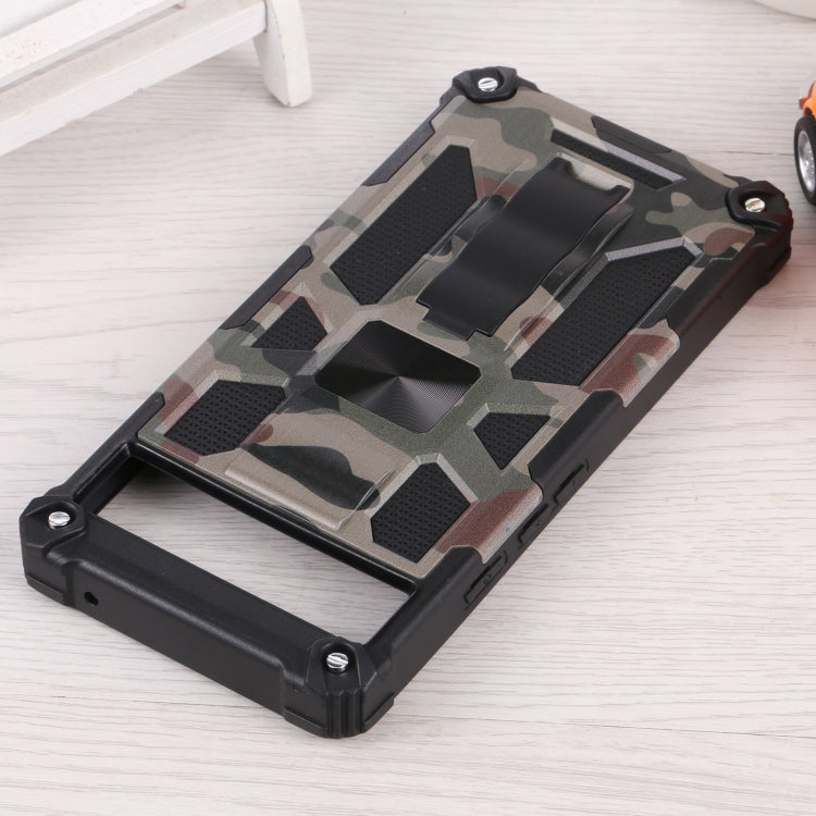 For Google Pixel 6a Camouflage Armor TPU + PC Magnetic Holder Phone Case