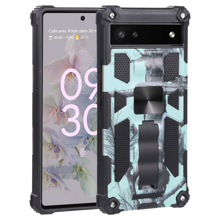 For Google Pixel 6a Camouflage Armor TPU + PC Magnetic Holder Phone Case