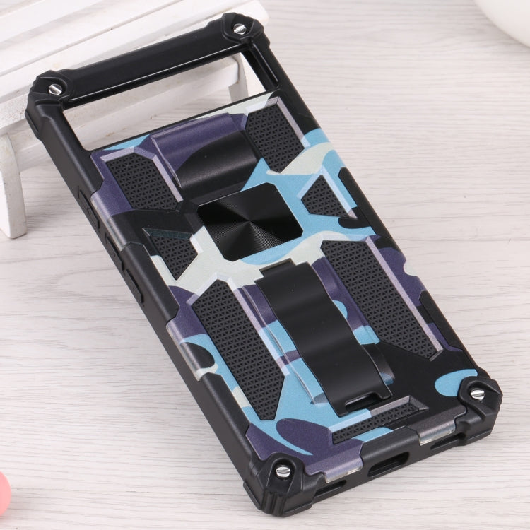 For Google Pixel 6a Camouflage Armor TPU + PC Magnetic Holder Phone Case