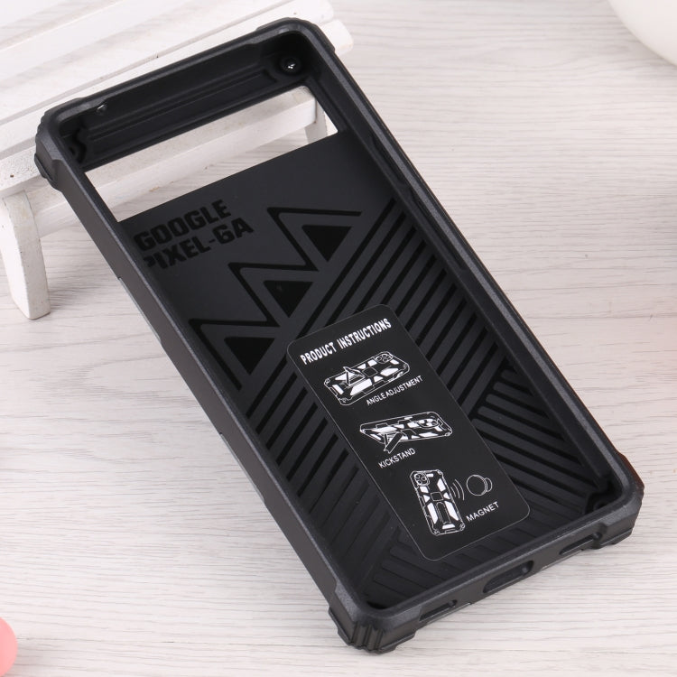 For Google Pixel 6a Camouflage Armor TPU + PC Magnetic Holder Phone Case