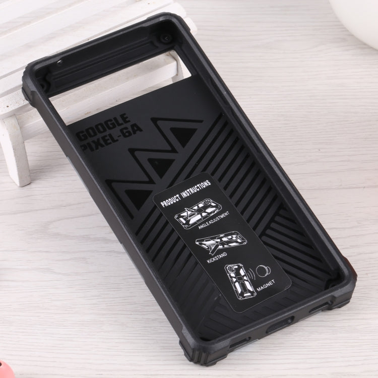 For Google Pixel 6a Camouflage Armor TPU + PC Magnetic Holder Phone Case