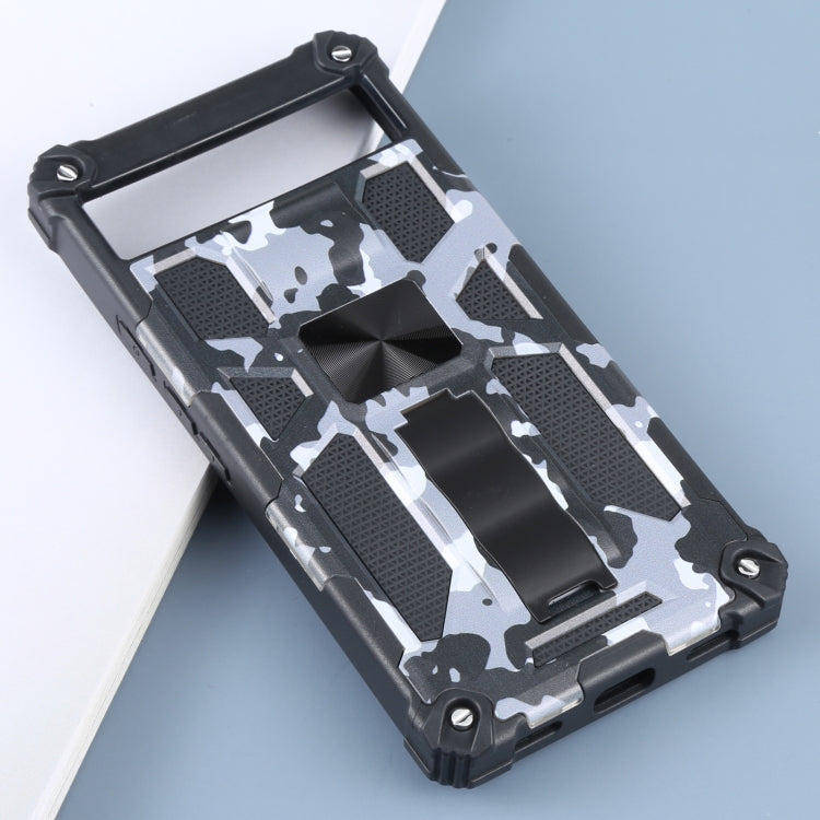 For Google Pixel 6a Camouflage Armor TPU + PC Magnetic Holder Phone Case