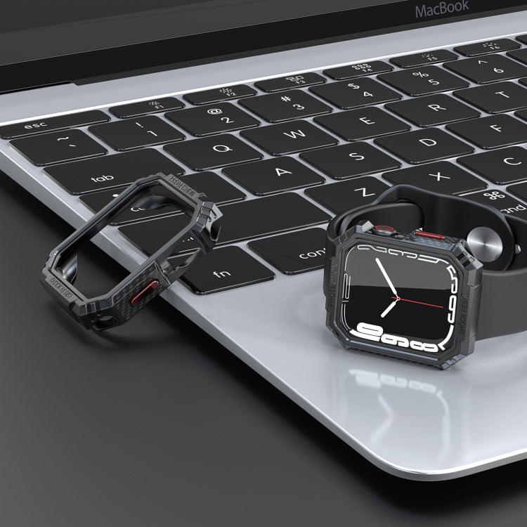 Carbon Fiber Contrast Color Protective Case For Apple Watch Series 6 & SE & 5 & 4 44mm