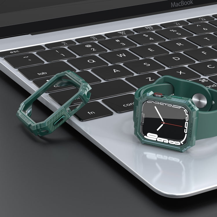 Carbon Fiber Contrast Color Protective Case For Apple Watch Series 6 & SE & 5 & 4 44mm