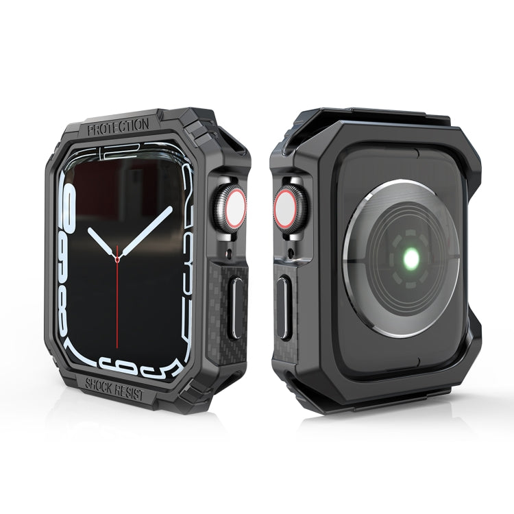 Carbon Fiber Contrast Color Protective Case For Apple Watch Series 6 & SE & 5 & 4 44mm