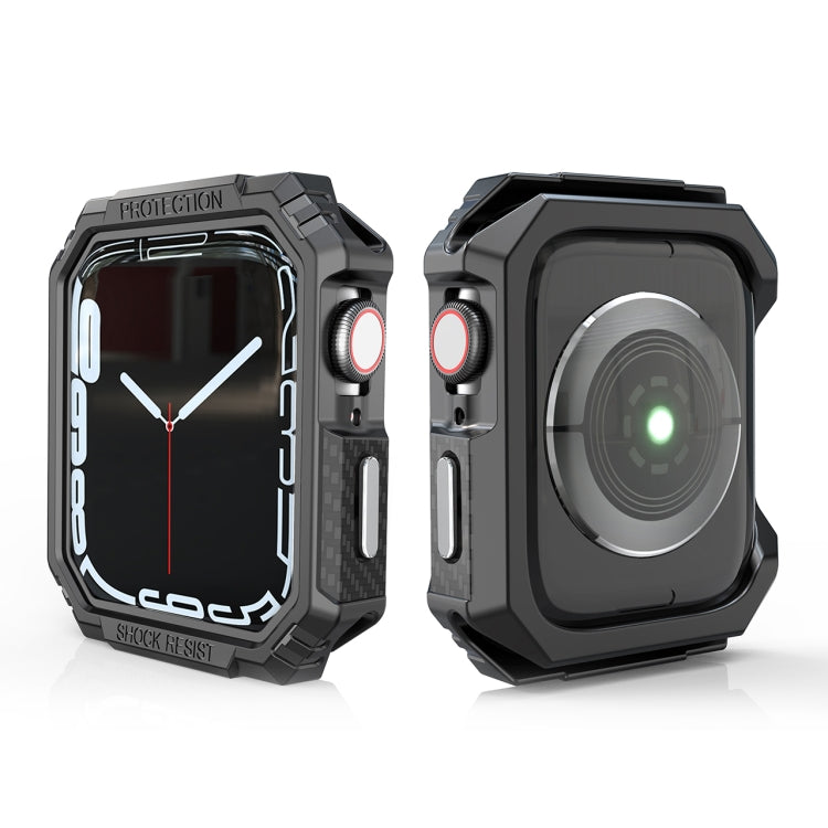 Carbon Fiber Contrast Color Protective Case For Apple Watch Series 6 & SE & 5 & 4 44mm