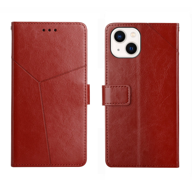 For iPhone 14 Y Stitching Horizontal Flip Leather Phone Case