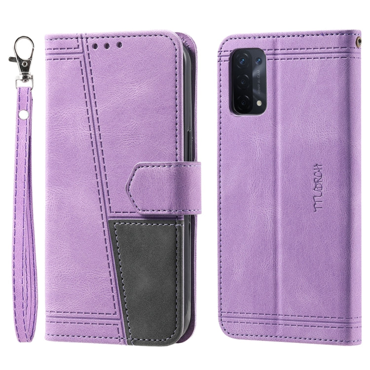 For OPPO A54 4G Splicing Leather Phone Case