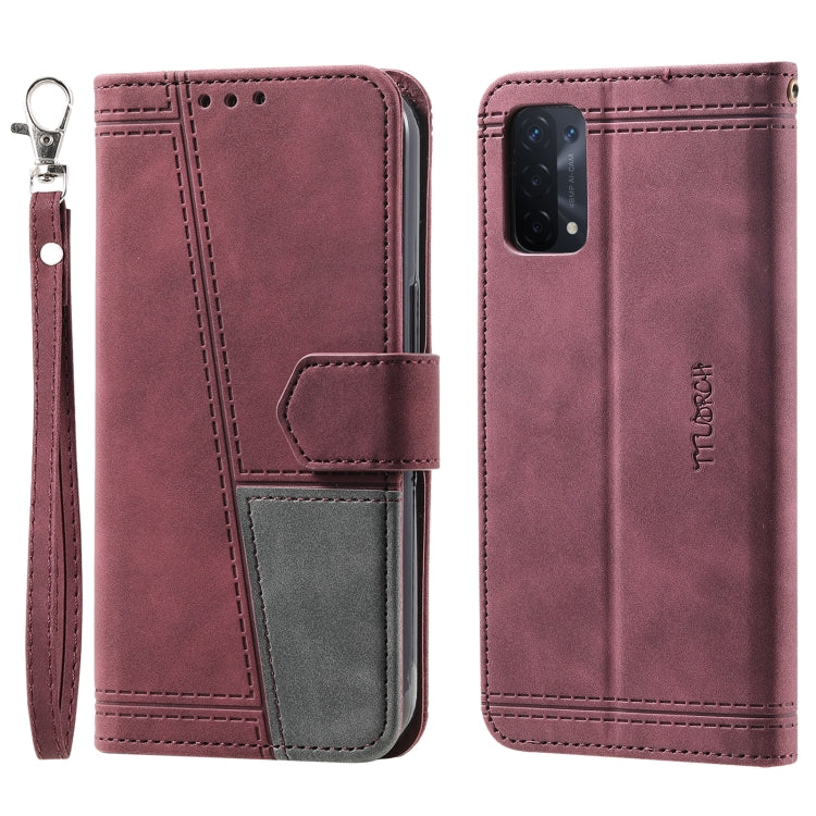 For OPPO A54 4G Splicing Leather Phone Case