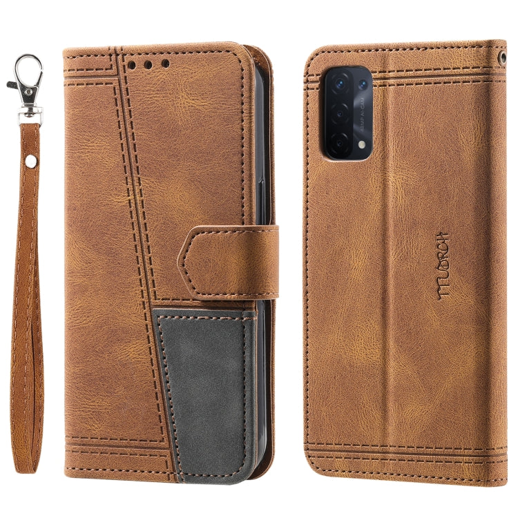 For OPPO A54 4G Splicing Leather Phone Case