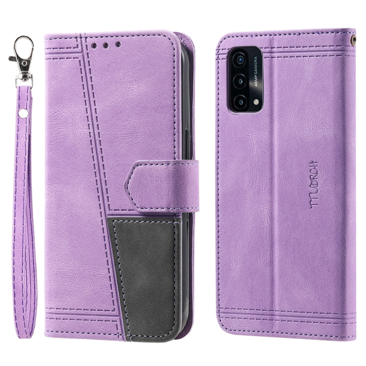 For OPPO A74 4G Splicing Leather Phone Case