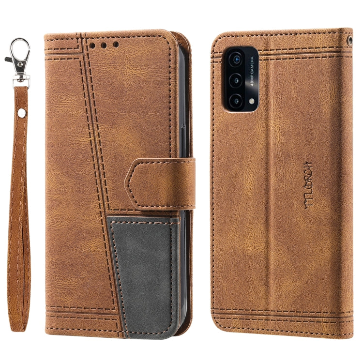 For OPPO A74 4G Splicing Leather Phone Case