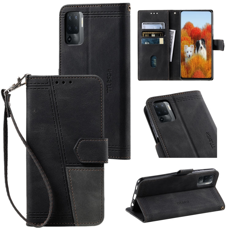 For OPPO A94 4G Splicing Leather Phone Case