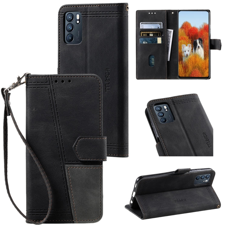 For OPPO Reno6 Splicing Leather Phone Case