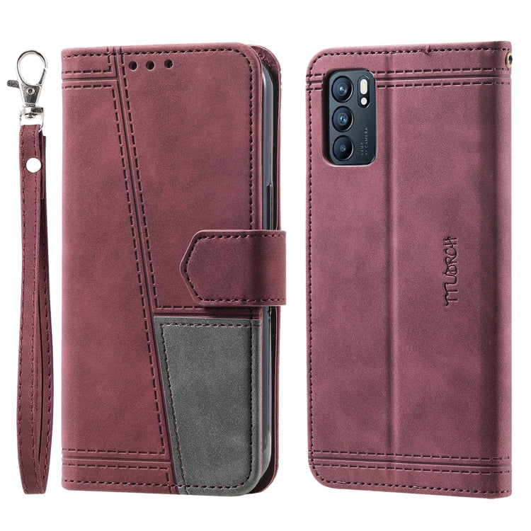 For OPPO Reno6 Splicing Leather Phone Case