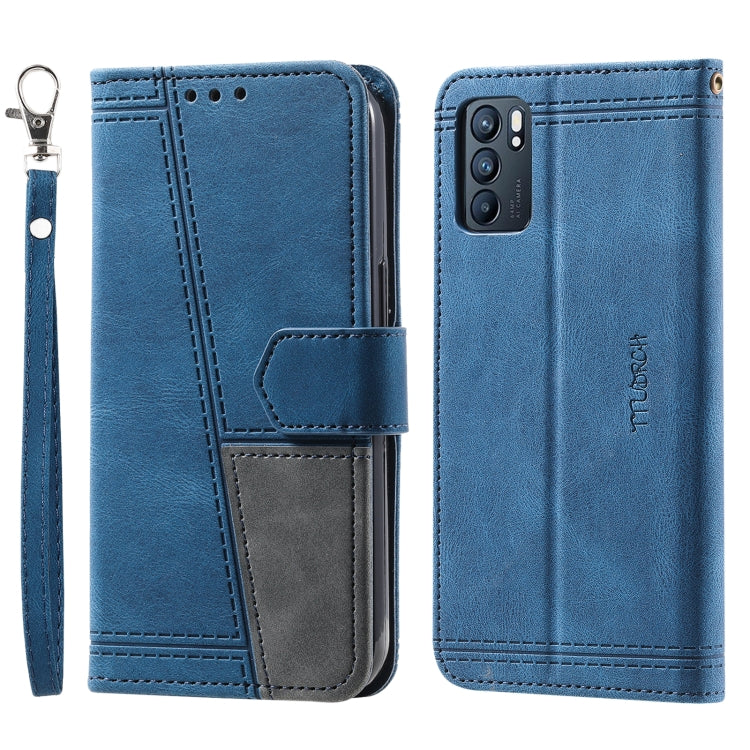 For OPPO Reno6 Splicing Leather Phone Case