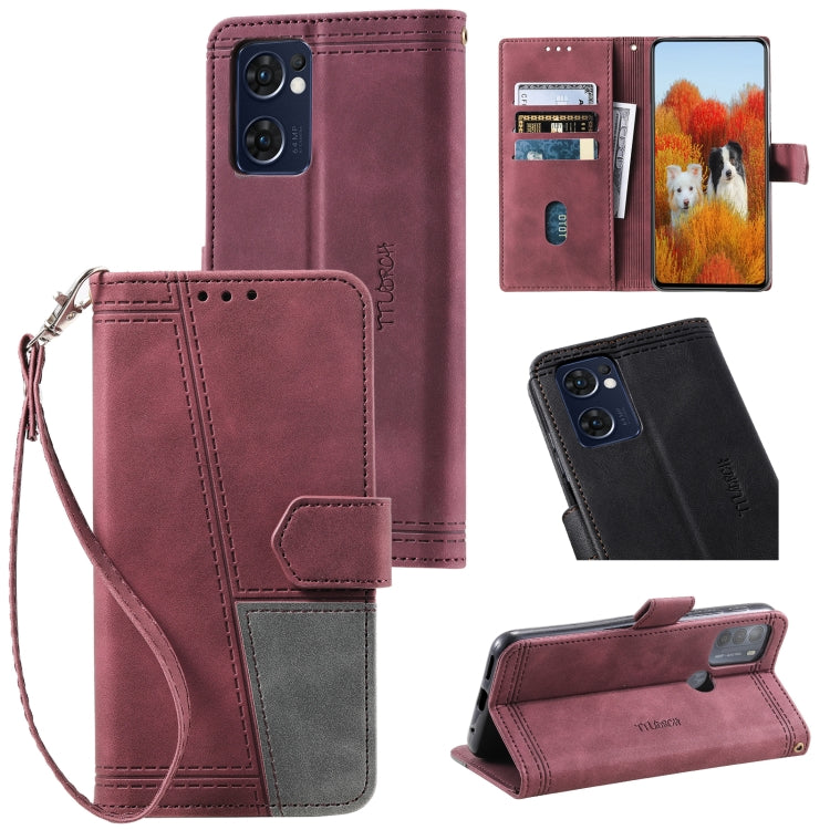 For OPPO Reno7 5G Splicing Leather Phone Case