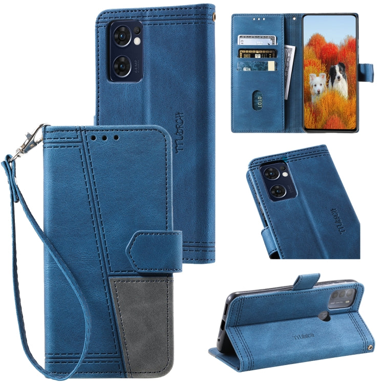 For OPPO Reno7 5G Splicing Leather Phone Case