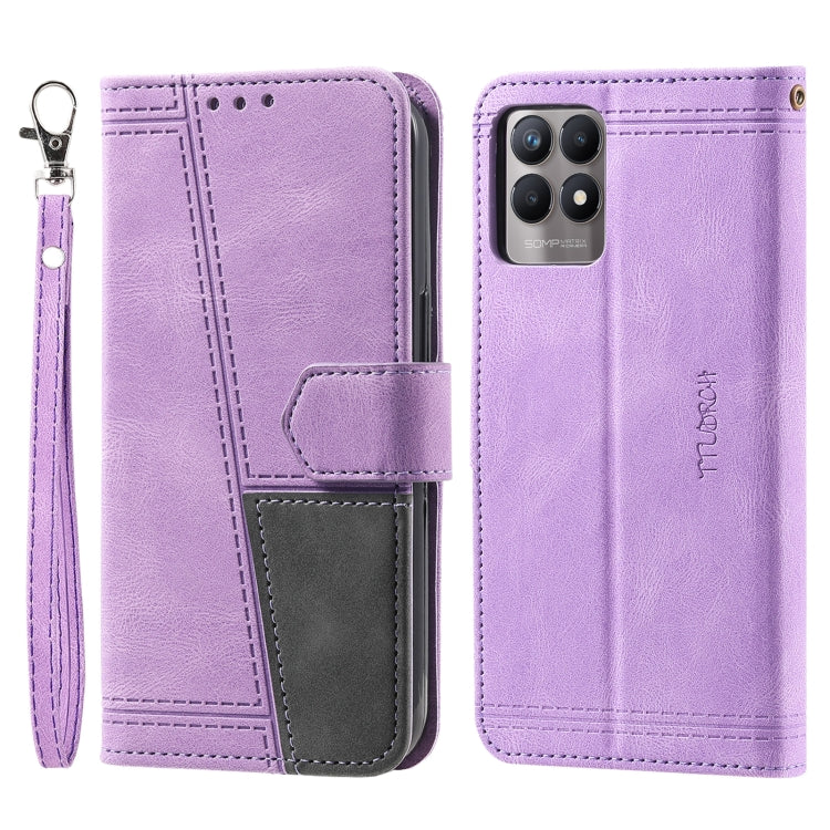 For OPPO Realme 8i Splicing Leather Phone Case