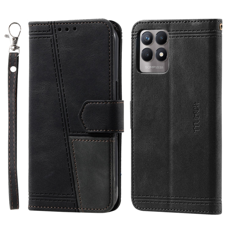 For OPPO Realme 8i Splicing Leather Phone Case