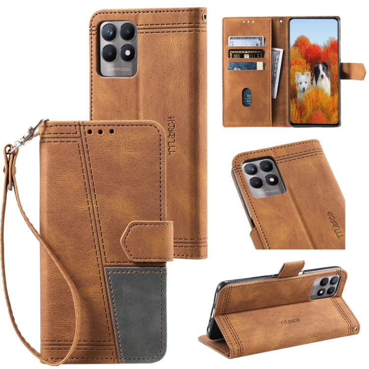 For OPPO Realme 8i Splicing Leather Phone Case