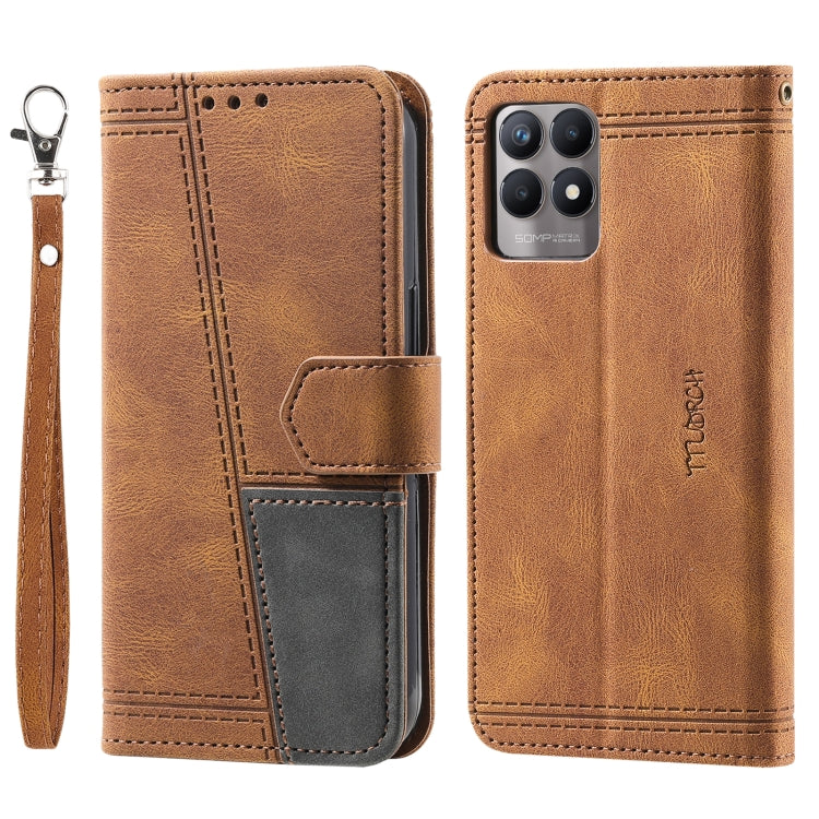 For OPPO Realme 8i Splicing Leather Phone Case