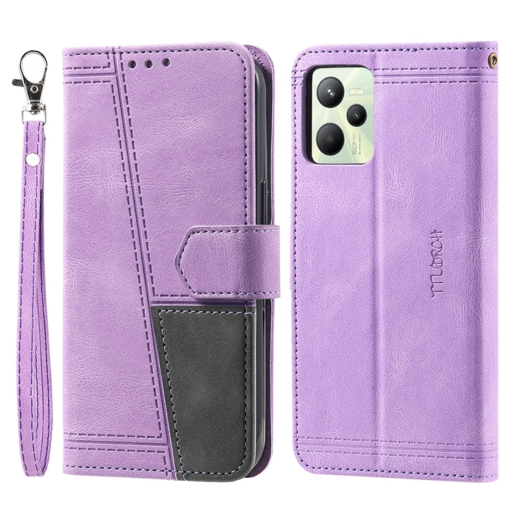 For OPPO Realme C35 Splicing Leather Phone Case