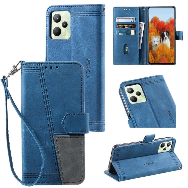For OPPO Realme C35 Splicing Leather Phone Case