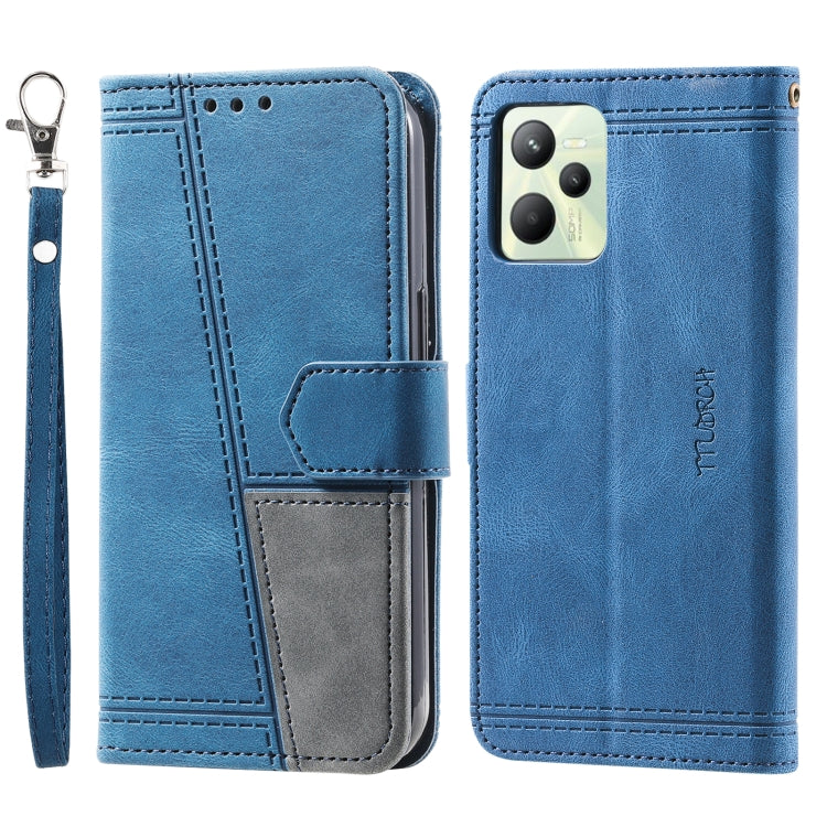 For OPPO Realme C35 Splicing Leather Phone Case
