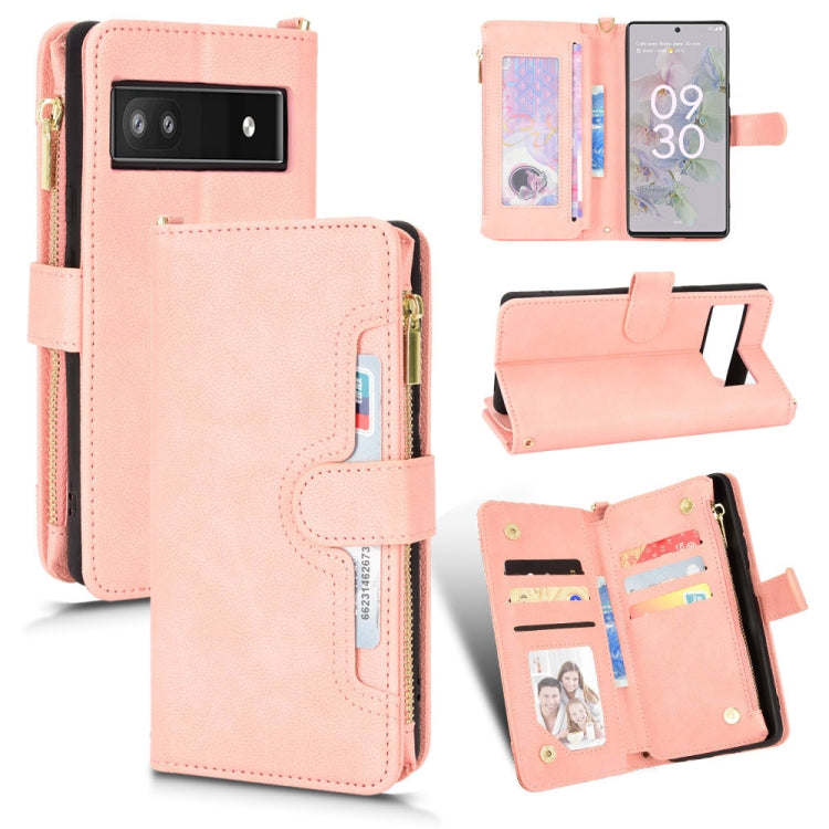 For Google Pixel 6a Litchi Texture Zipper Leather Phone Case