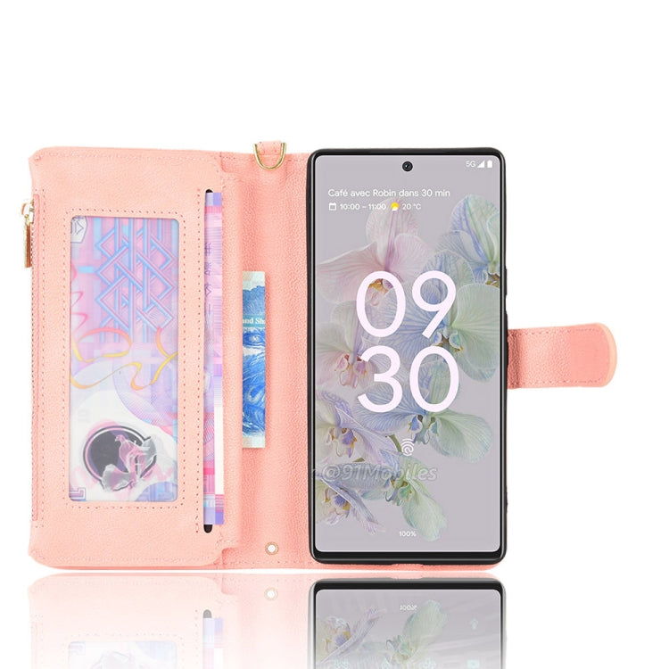 For Google Pixel 6a Litchi Texture Zipper Leather Phone Case