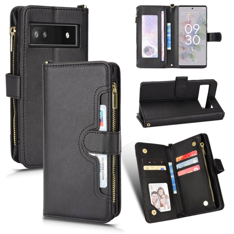 For Google Pixel 6a Litchi Texture Zipper Leather Phone Case