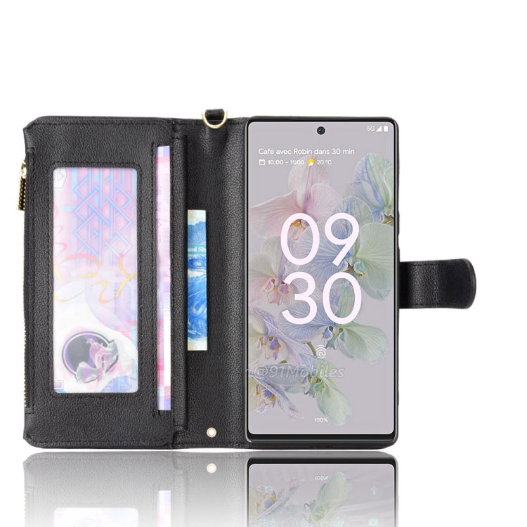 For Google Pixel 6a Litchi Texture Zipper Leather Phone Case