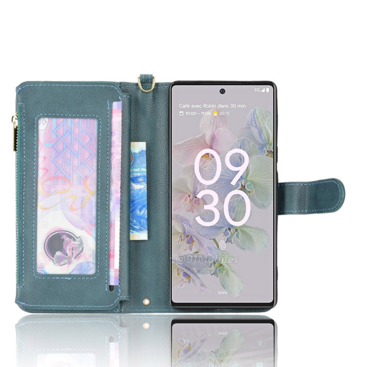 For Google Pixel 6a Litchi Texture Zipper Leather Phone Case