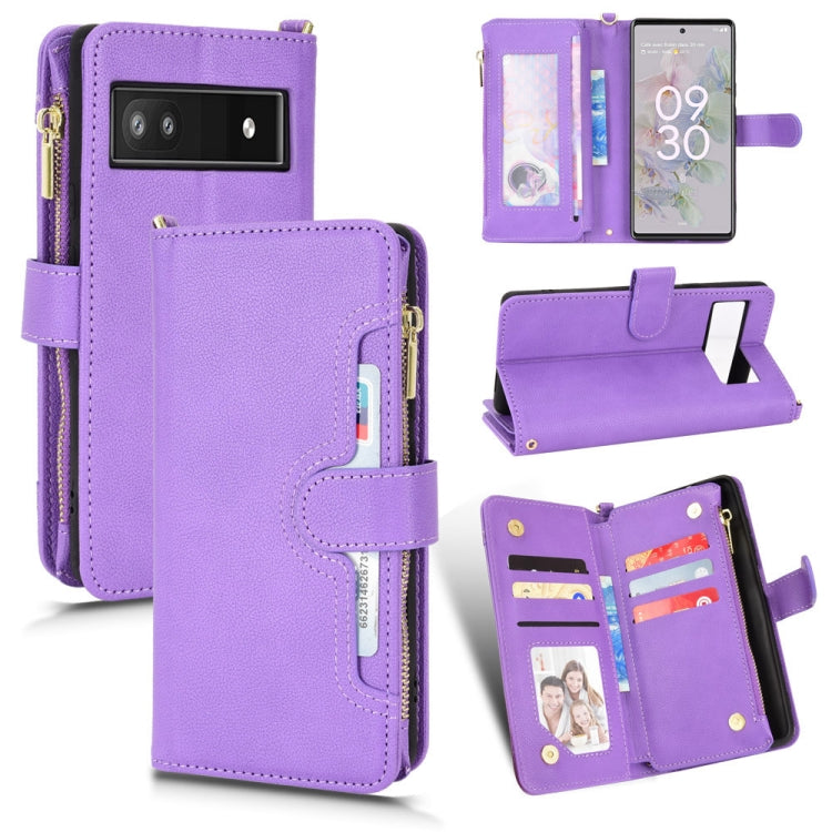 For Google Pixel 6a Litchi Texture Zipper Leather Phone Case