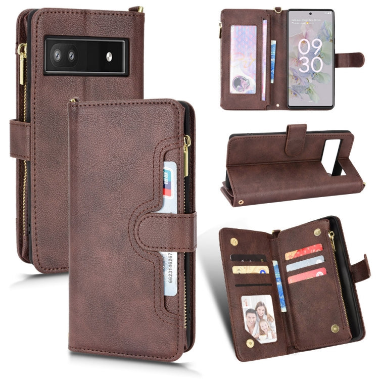 For Google Pixel 6a Litchi Texture Zipper Leather Phone Case