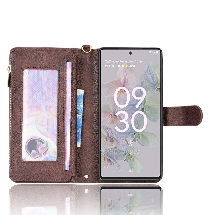 For Google Pixel 6a Litchi Texture Zipper Leather Phone Case