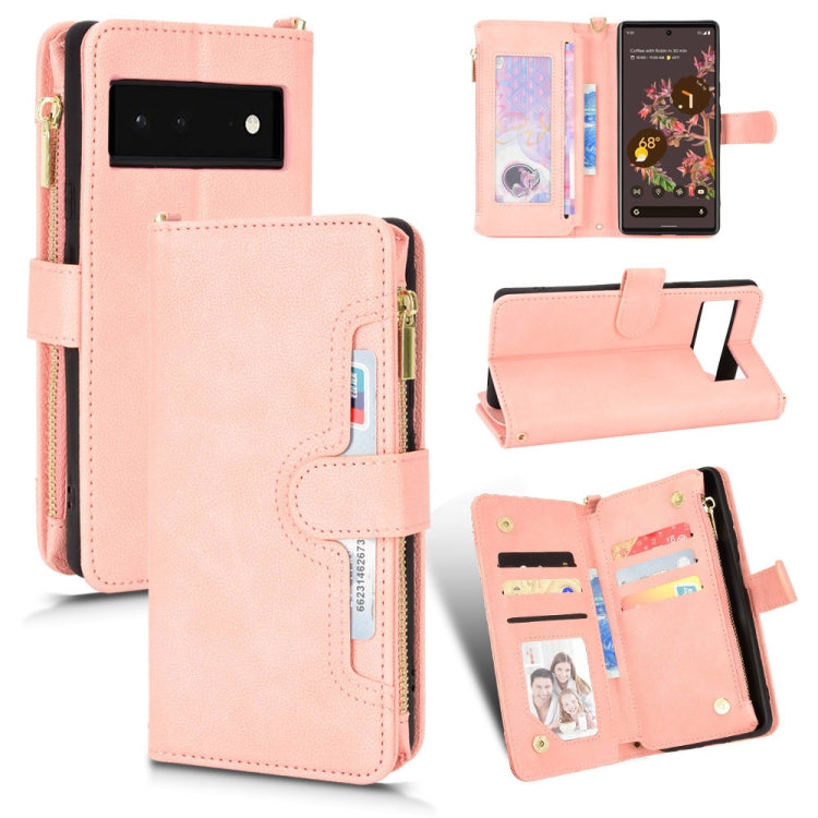 For Google Pixel 6 Litchi Texture Zipper Leather Phone Case
